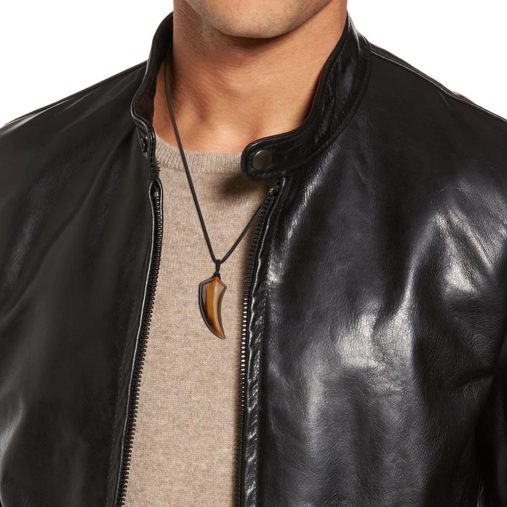 COAI Tiger Eye Wolf Fang Money Luck Business Luck Amulet Power Stone Pendant Necklace Adjustable Length (Coai) Men's