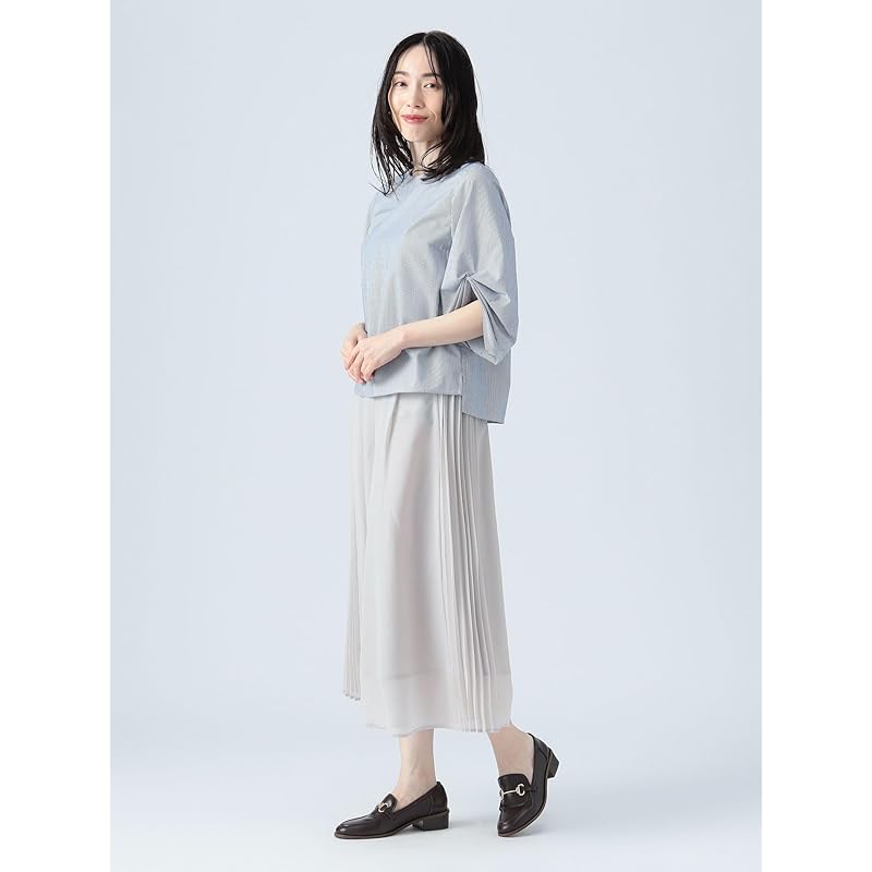 [Beams Heart] pants chiffon pleats wide pants ladies LIGHT.BEIGE ONE SIZE