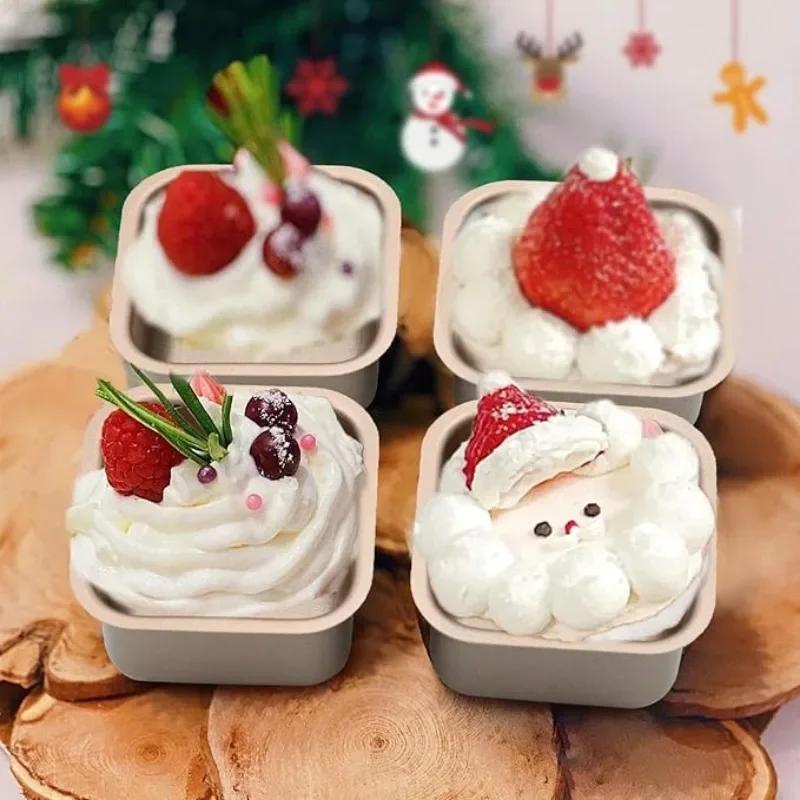 4 Pcs Mini Cake Moulds-Square Cake Baking Moulds-Baking Square Cake Moulds-Stainless Steel Mousse Cake Baking Moulds.