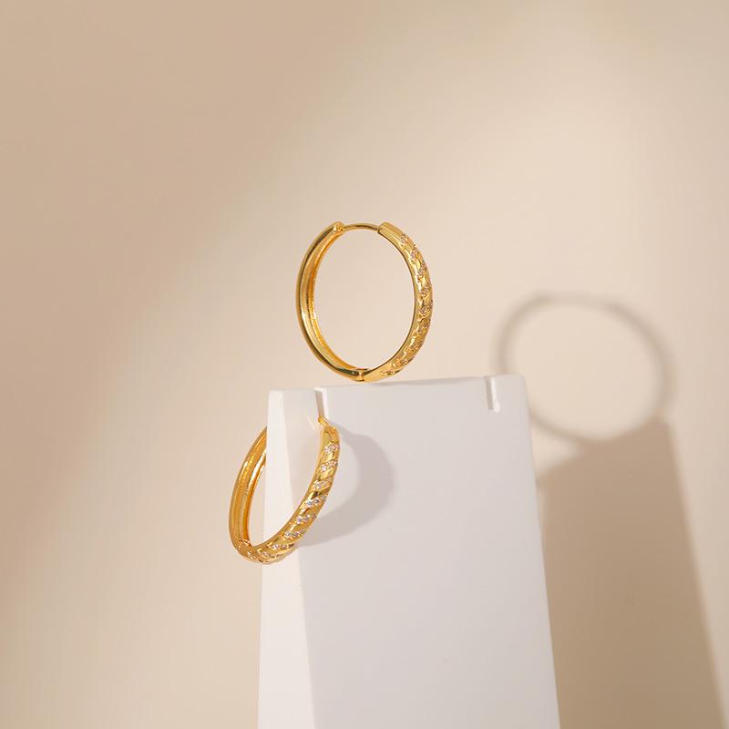 Classic Minimalist Plain Circle Zircon Earrings Versatile Business Chic Jewelry For Women
