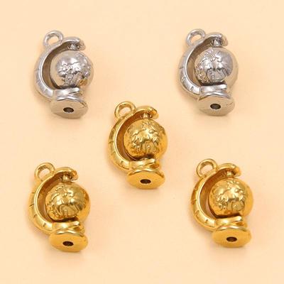 12x18mm Gold Plated Rotatable Globe Pendant, 304 Stainless Steel Jewelry Making Material