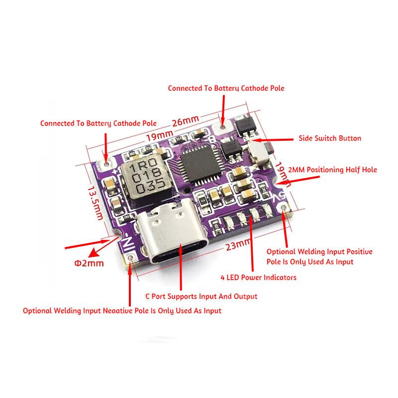 Type-C USB 5V 3.1A Boost Converter Step-Up Power Module IP5310 Mobile Power Bank Accessories With Switch LED Indicator Type-C U