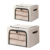 Foldable Clothes Storage Boxes Large Capacity Bins with Metal Frame Lids Clear Window and Sturdy Handles Daily Use