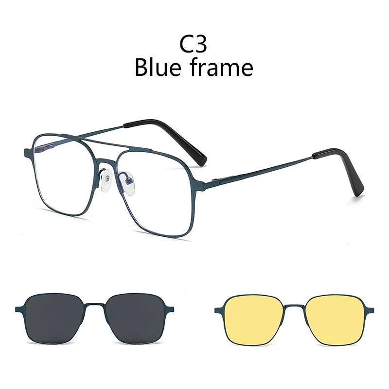 3 In 1 Pure Titanium Women Double Beam Glasses Frame With Polarized Clip On Sunglasses And Night Vision Men Half Rim Eyewear