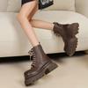 European Breathable Internet Celebrity Martin Boots Women's 2025 Autumn New Spice Girl Square Head Big Head Lace-up Thick Sole Heightening Short Boots