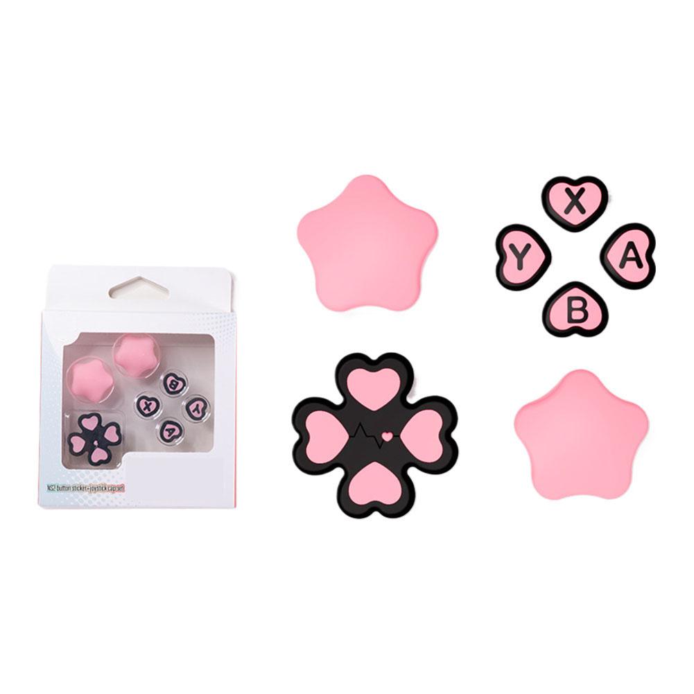 1set Cute Heart Shape Silicone Button Covers For Switch 2 Joycons Anti-slip Thumb Stick Caps + D-pad Cover For NS2 Accessories