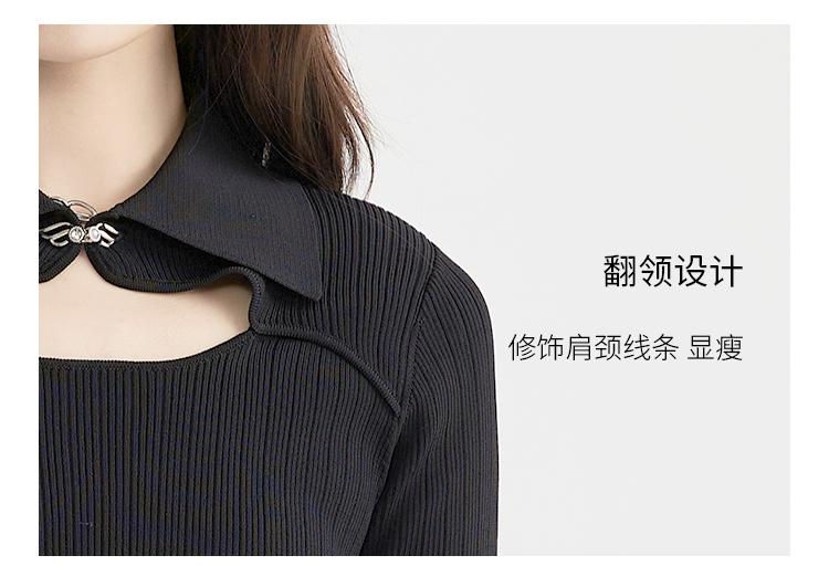 Fashionable slim fit women's short sleeved lapel knitted sweater 2025 spring and summer thin style hollow out small shirt top