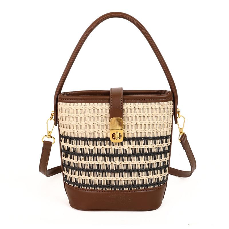 Summer Hand-held Straw Bag Niche Fashion High-end Women's Shoulder Messenger Bag Summer New Woven Bag