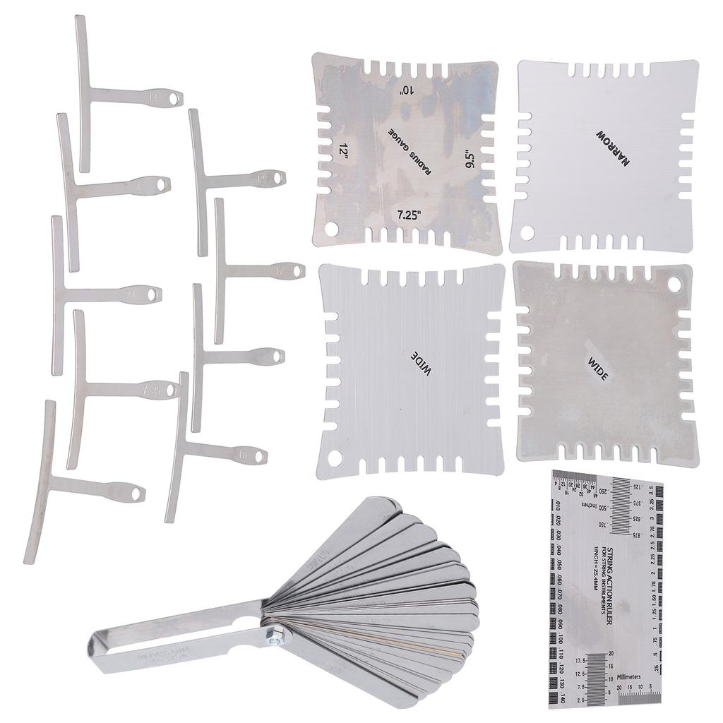 Guitar Measuring Set String Distance Height Radian Ruler Stainless Steel Gauge ToolsSilver