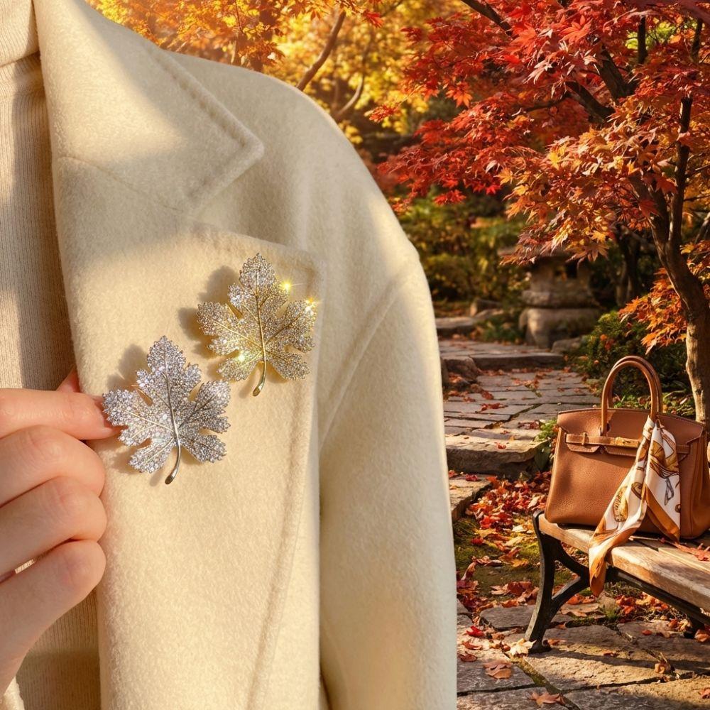 Vintage Rhinestone Maple Leaf Brooch Trendy Jewelry Maple Leaf Pin  Clothing Jewelry