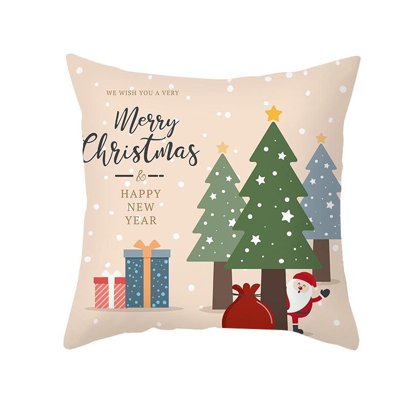 Christmas Pillow Case Wish Cartoon Print Peach Skin Christmas Pillow Home Sofa Cushion