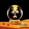 Crystal Ball Night Light with Three Rose Stickers – Elegant Desktop Ornament & Birthday Gift for Girls, Friends, or Boyfriend
