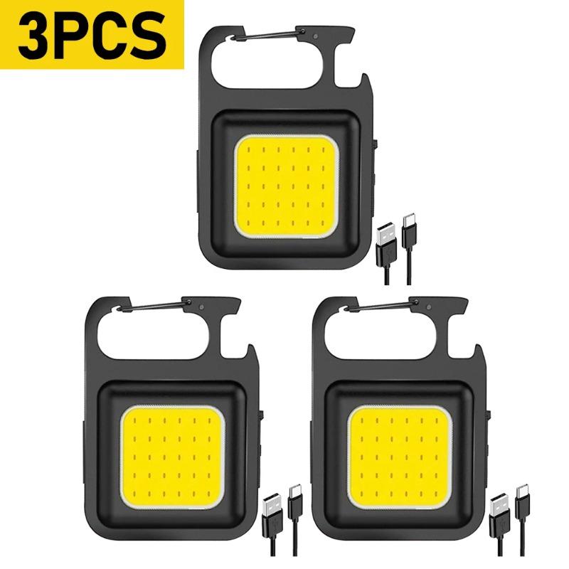 Mini EDC LED Flashlight Keychain Multifunctional Portable COB Camping Lamps USB Charging Work Lights Fishing Lanterna