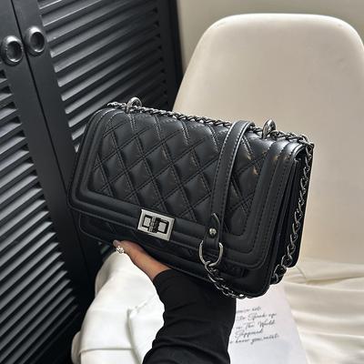 Fashion And Popular Diamond Embroidered Thread Messenger Bag Women'S Minimalist Style Foreign Style Versatile Shoulder Small Square Bag