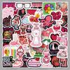 72 Red Series Stickers: INS Style Cartoon Creative DIY Decor for Journaling, Skateboards, and Cars.