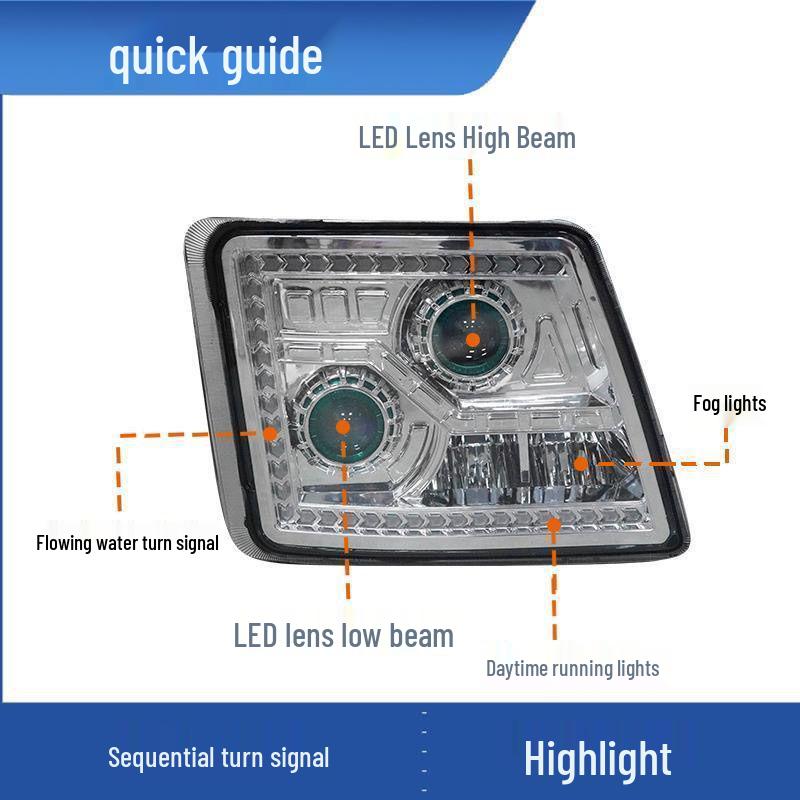 MAN GTL Tipper Truck LED Dual-Lens Headlight Assembly, Super Bright Modified H4-B.