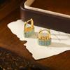 18K Gold Plated Retro Türkis U-förmige Hakenohrringe für Damen