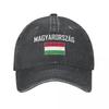 Unisex Baseball Cap Hungary MAGYARORSZAG Flag And Font Charcoal Washed Denim Classic Vintage Cotton Dad Trucker Hat Unisex Adult