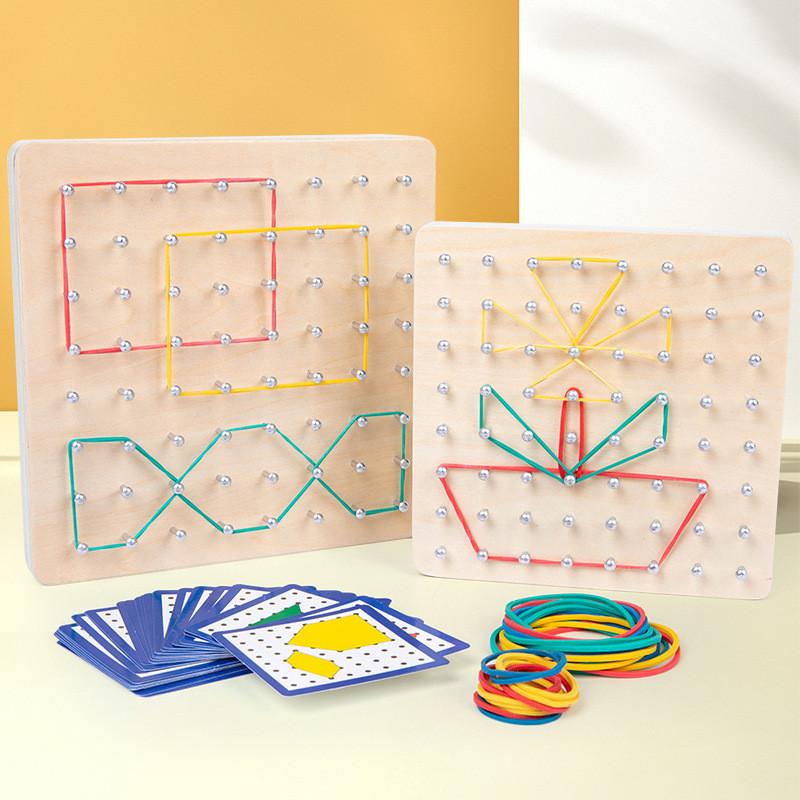 Creative Montessori Educational Wooden Peg Board For Cognitive Geometry And Color Recognition