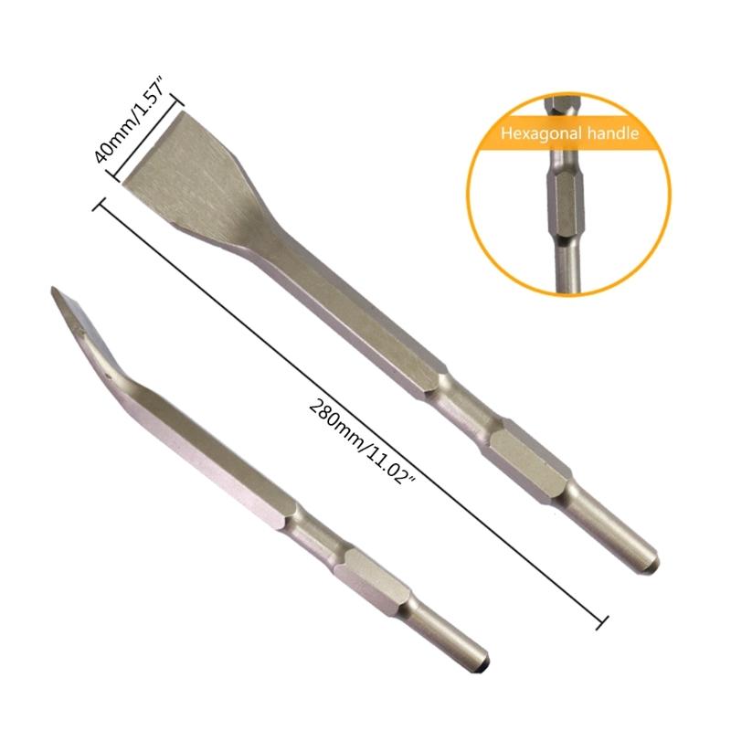 Square Hexagonal Handle Bent Flat Chisel Bit for Electric Pickaxe Head Shovel Hammer Impact Drill Bit (1 Pack)