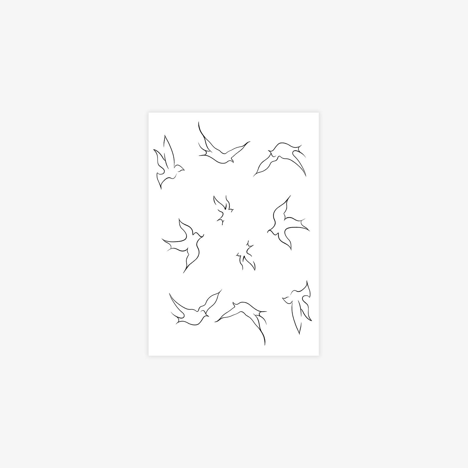 White Pigeon Stick Figure Tattoo Sticker High-End Sense Niche Simple Small Fresh Waist And Abdomen Tattoo Sticker 7*10