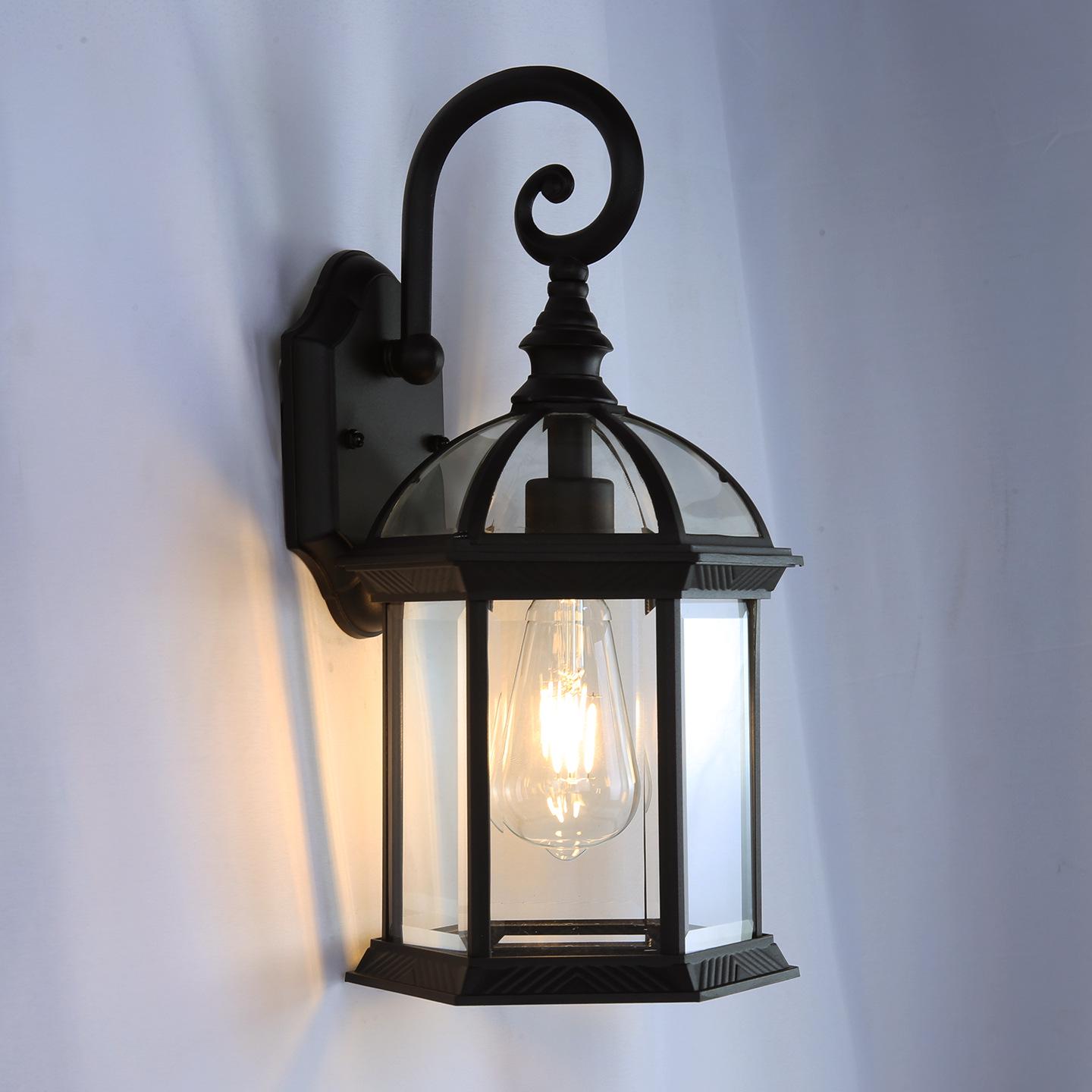 

European Retro Minimalist Outdoor Wall Lamp for Balcony, Stairway, Corridor, or Courtyard Black (without light source)