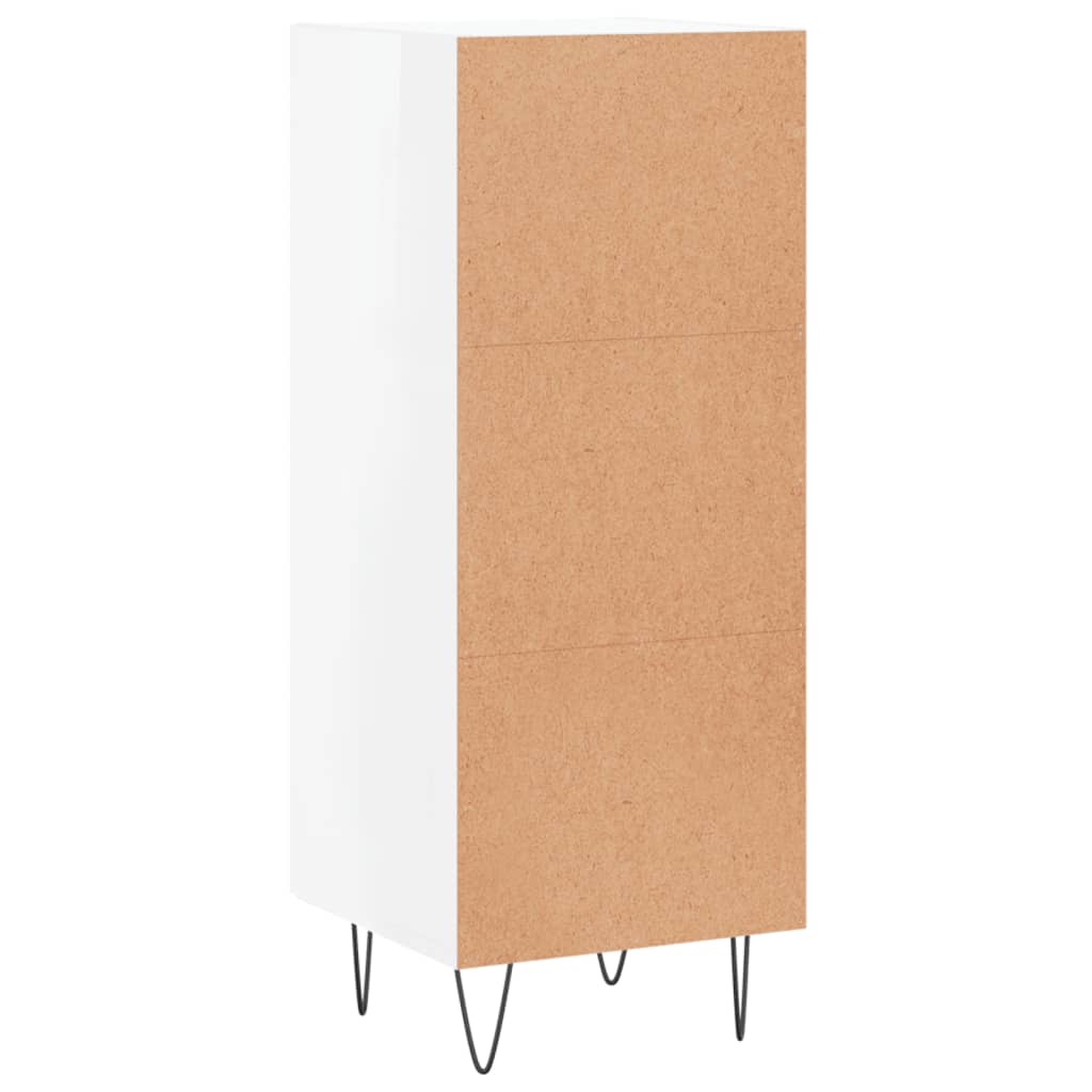 Sideboard High Gloss White 34.5 X 34 X 90 Cm Engineered Wood