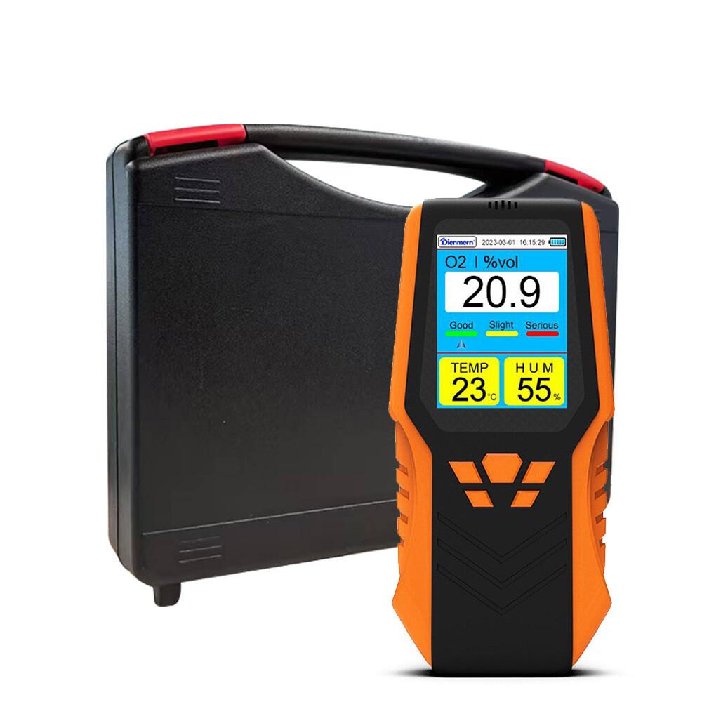 Portable Handheld O2 Detector, 0-30%Vol Oxygen Gas Monitor with 1.5s Fast Response, Temp & Humidity Tester 14H Long Working Suitable for Home Camping