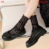 Summer Women Ultra Thin Floral Sexy Transparent Ice Glass Filament Long Tube Korean Lace Medium Tube  Socks Lolita Socks