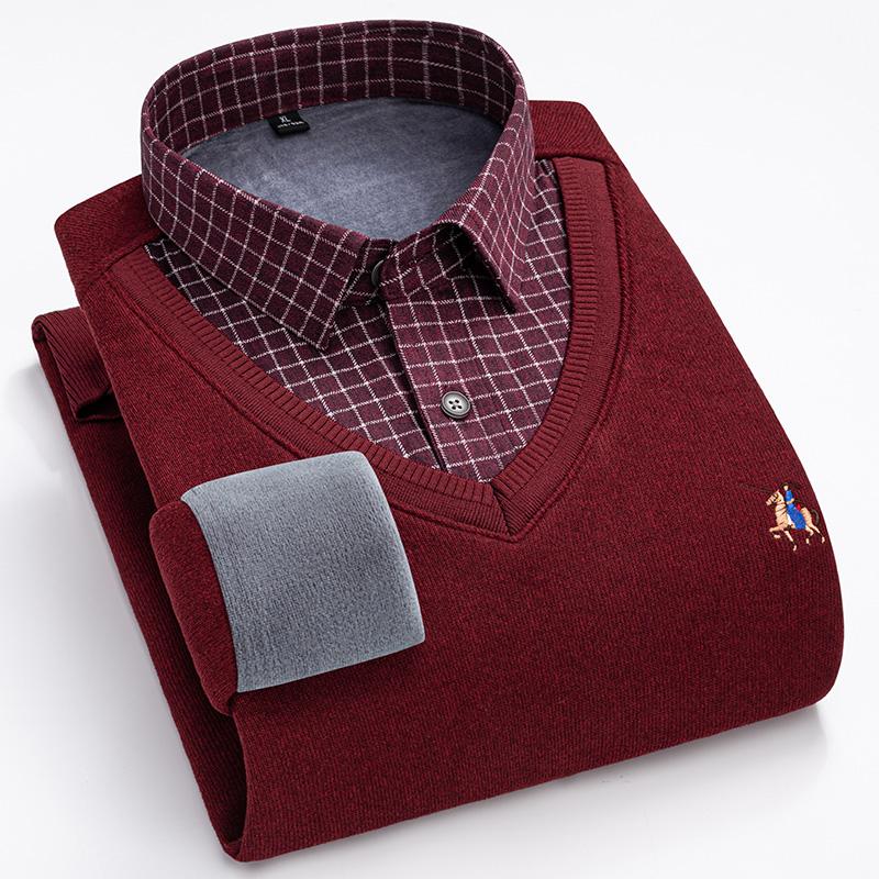 High-quality, thickened men's long-sleeved shirt for cold resistance and warmth, casual and fashionable for the street in winter