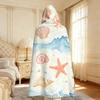 1pc Sailing Ship Anchor Printed Flannel Hoodie Wearable Cloak Blanket Soft Warm Multi Size Casual Blanket Machine Washable