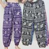Elephant Jump Pants Pocket Adjustable Elastic High Waistband Strap Unisex Man Women Print Thailand Casual Streetwear Beach Bohemian Retro Vintage