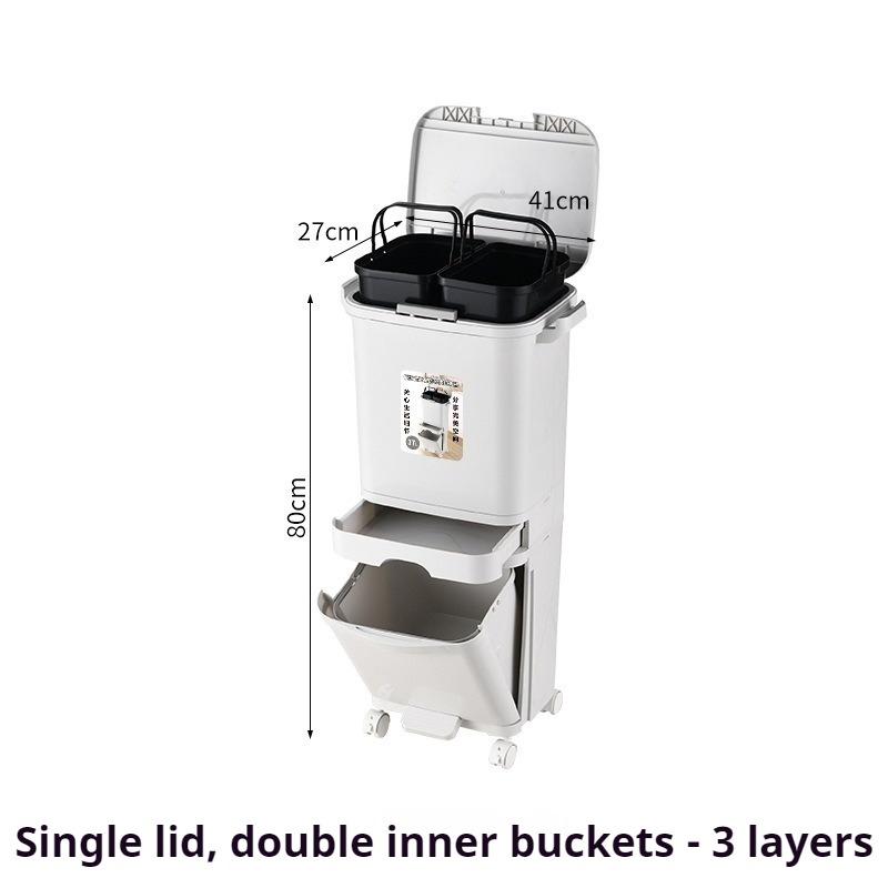 Kosz na śmieci do kuchni Wielofunkcyjny kosz na śmieci z podziałem Wąskie kosze na śmieci typu prasa z kółkiem Akcesoria kuchenne
