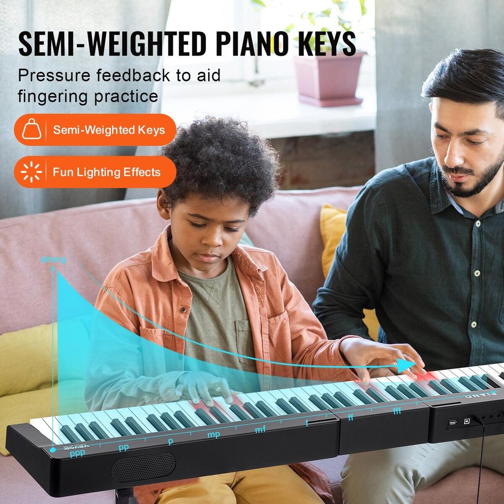 88 Key Digital Piano Keyboard Semi Weighted Full Size Electric Portable