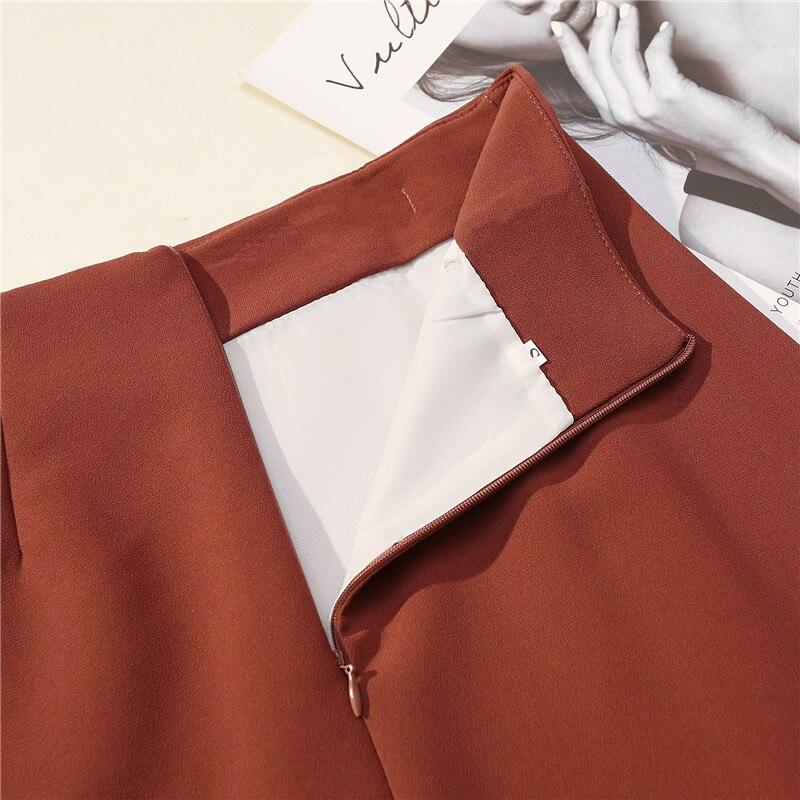 Lässiger Tanz Minirock Koreanische Damenbekleidung Süßer Uni High Waist A-Linien-Rock Eleganter Unregelmäßiger Reißverschluss Plissee-Rock 24789