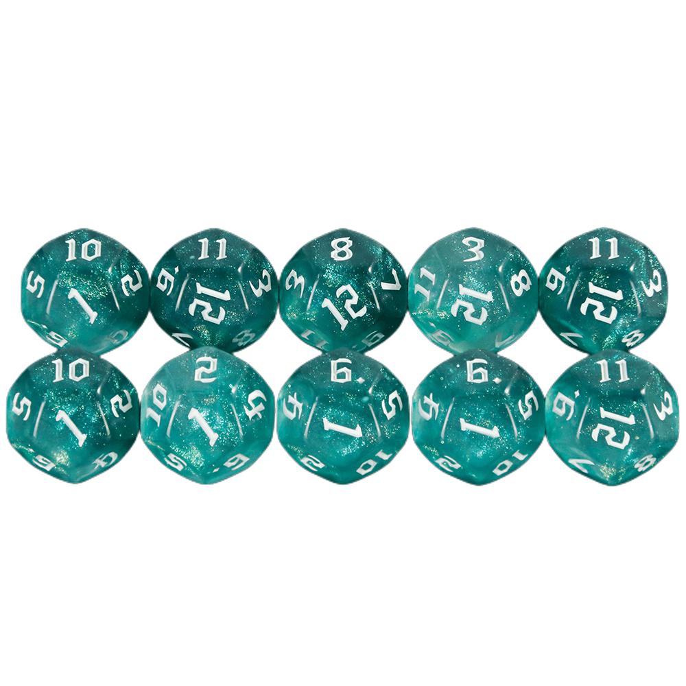Polyhedral D12 Dice 10pcs 12 Sided Double Color with Glitter Dice for Role Playing GameD&D Boardgame Dice Set