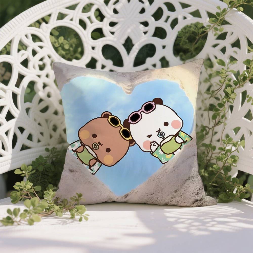 Cartoon Rolle Bubu & Dudu Paar Kissenbezug Milbenschutz Kissenbezug Verdeckter Reißverschluss Seidig Kurzer Plüsch Sofakissenbezug