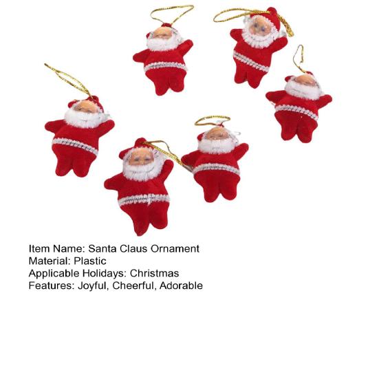 6 Pcs Santa Claus Ornaments for Tree Fabric Santa Claus Christmas Hanging Ornaments 3D Santa Doll Pendant for Holiday Xmas Tree Decor