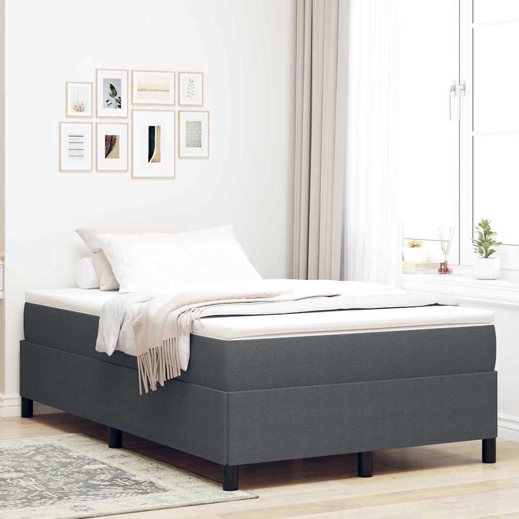 Box Spring Bed Dark Grey 120 x 190 cm Cord Fabric
