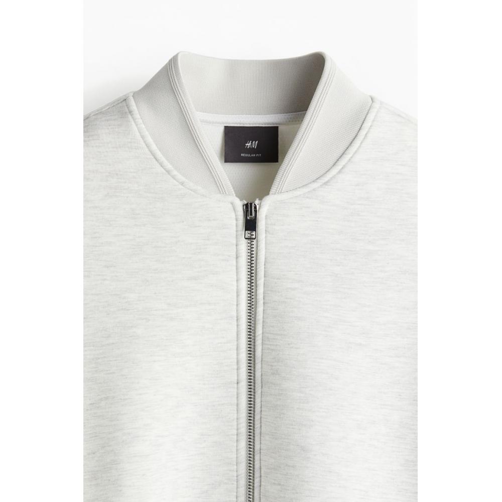 H M Regular Fit Jersey boMber Jacket ligHt Grey Melange