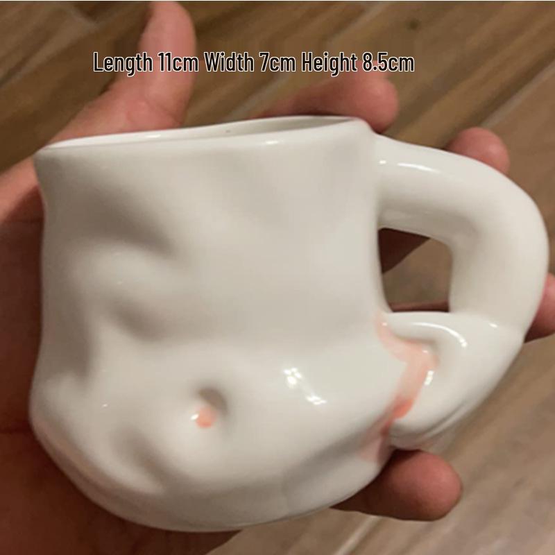 Taza de Cerámica de Moda con Lindo Diseño de Barriga Pellizcada - Perfecta para Café, Leche o Desayuno