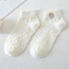 Ladies Summer Thin Lovely Embroidered Pure Cotton White Boat Socks
