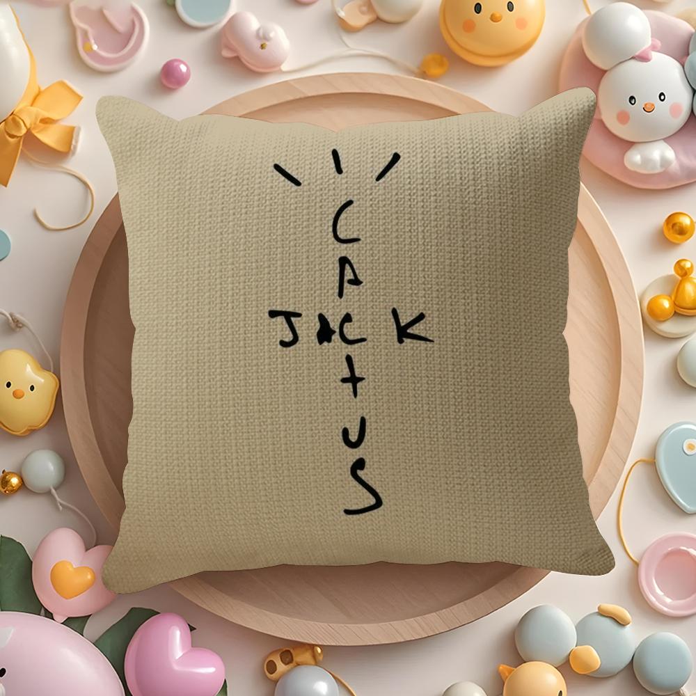 Cool CCactus jack Cushion Cover Linen Organic Fabric DoubleSided Printing Breathable Pillow Case Sofa Home Decor Gift