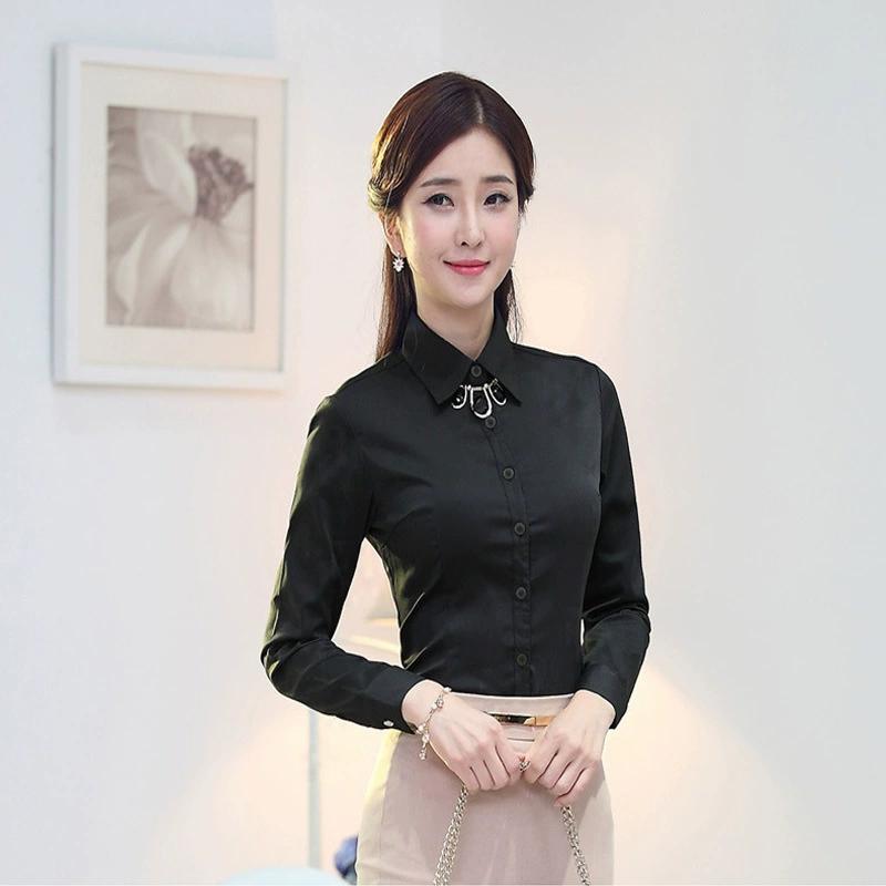 Camicia Bianca Professionale da Donna a Maniche Lunghe Versione Coreana Slim Fit Abbigliamento da Lavoro Formale Camicia da Donna