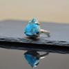 Blue Copper Turquoise Statement Ring, 925 Sterling Silver Jewelry, Handmade Trillion Cut Gemstone Ring