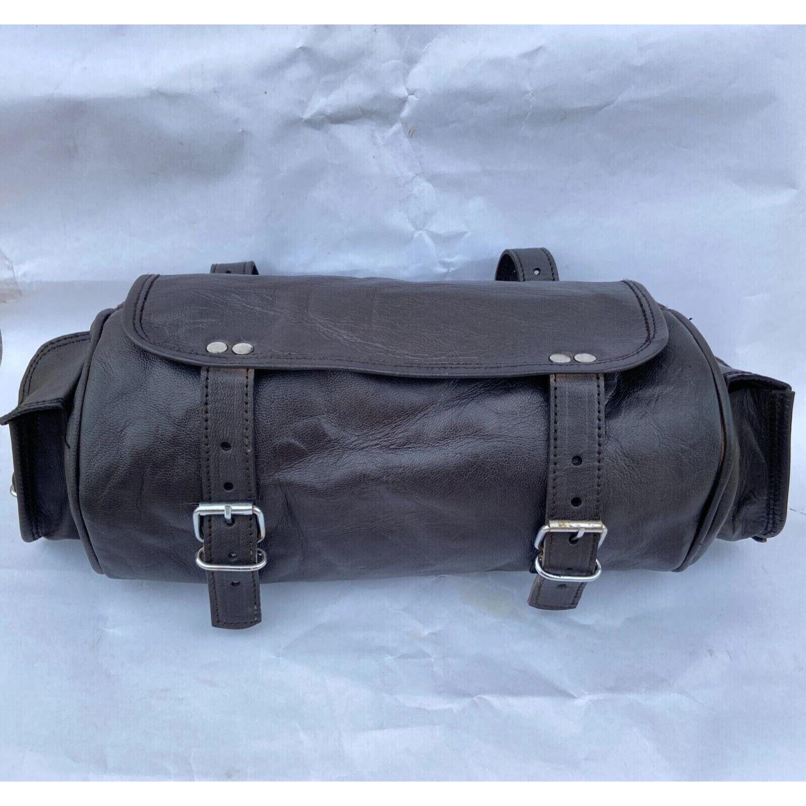 

Leather Saddle Bag Luggage Tool Side Motorcycle Bag Pouch Panniers Sportster 12 x 9 x 9 in