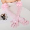 55cm Lace Flower Gloves Wide Ruffle Trim Bride Wedding Gloves Elegent Bridal Gloves  Women