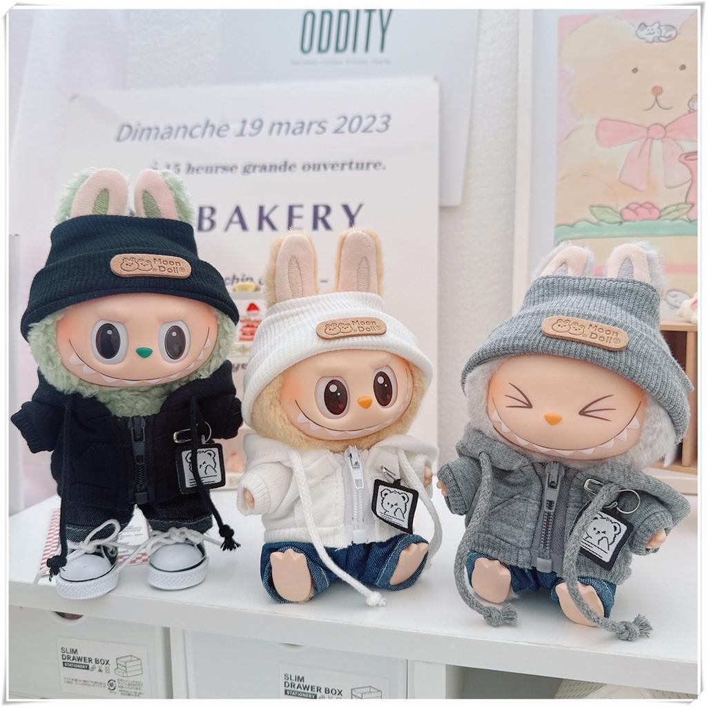 17cm Labubu Medvěd Ležérní Bunda Oblečky pro Panenky - Roztomilé Plyšové Svrchní Oblečení pro Pullip Blythe OB11 BJD, Kawaii Medvědí Kabát