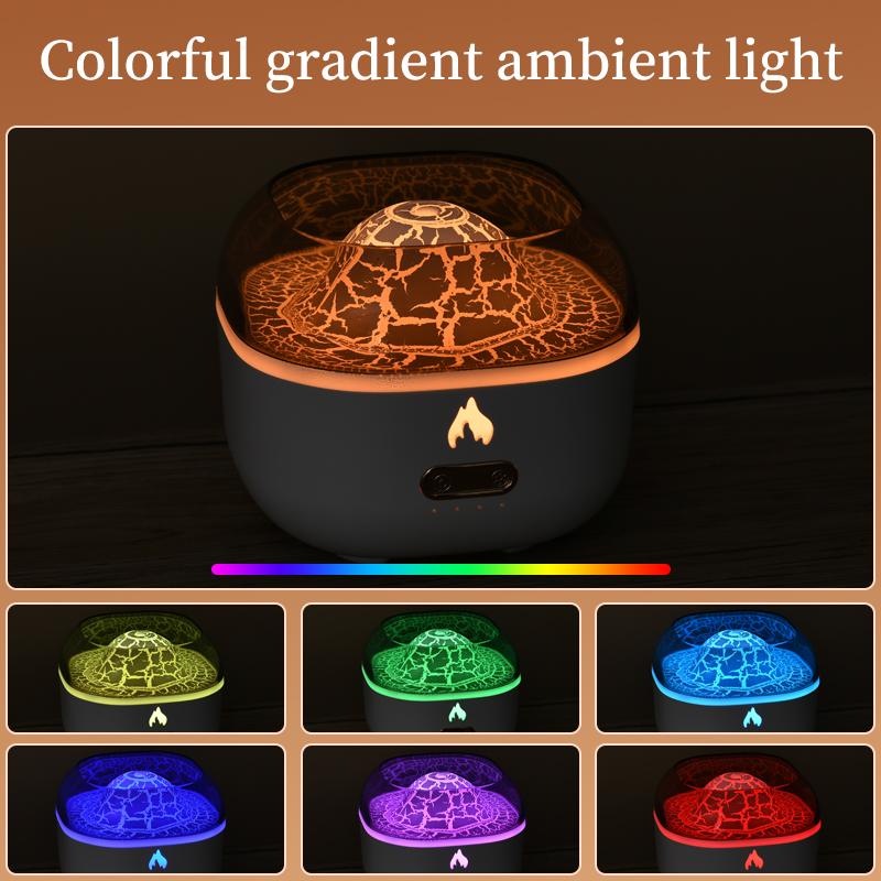200ml Volcano Air Humidifier Desktop Electric USB Humidificadore Water Mist Essential Oil Aroma Diffuser with Colorful Lighting