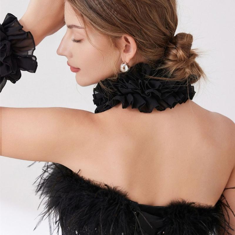 Ruffled Collar Girls Lace Victorian Collar Lapel Medieval Cosplay Victorian Ruffled Tie Collar